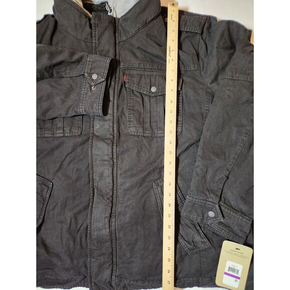 Levi's Washed Cotton Hooded Military Jacket – Men's Size 2XL Black - Picture 7 of 8